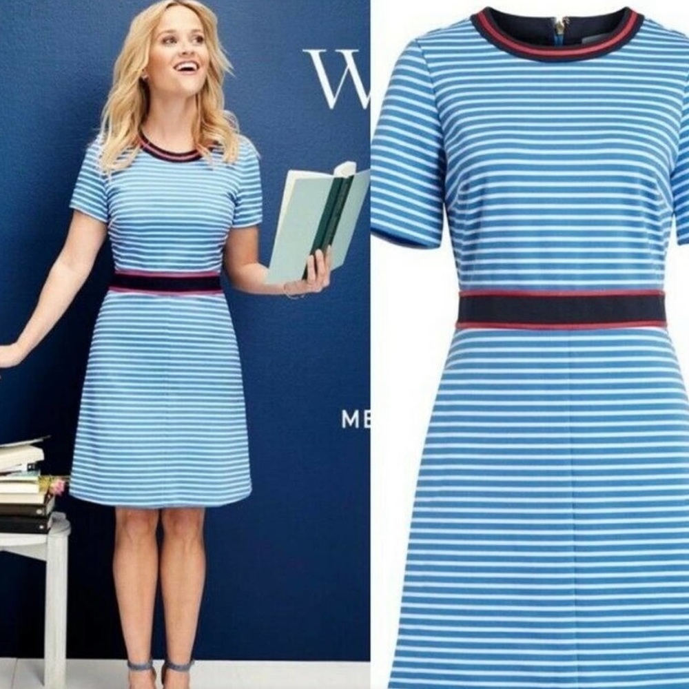 Draper James Blue and White Stripe Dress Small